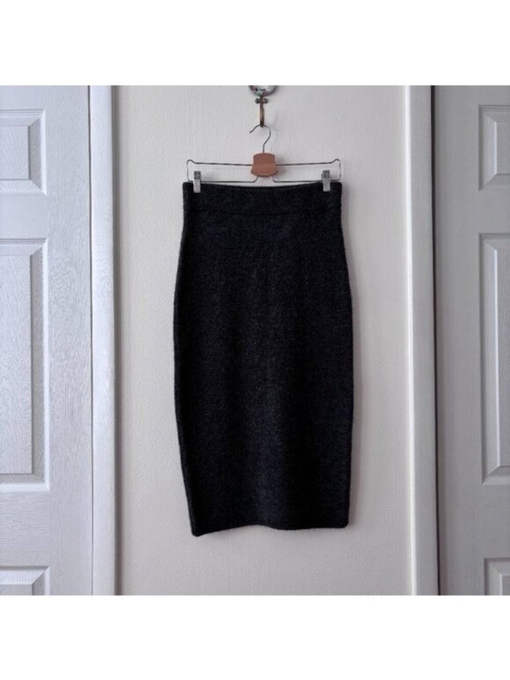 Zara Charcoal Knit Two Piece Set Sleeveless Top & Midi Skirt Minimal Size S - Picture 9 of 11
